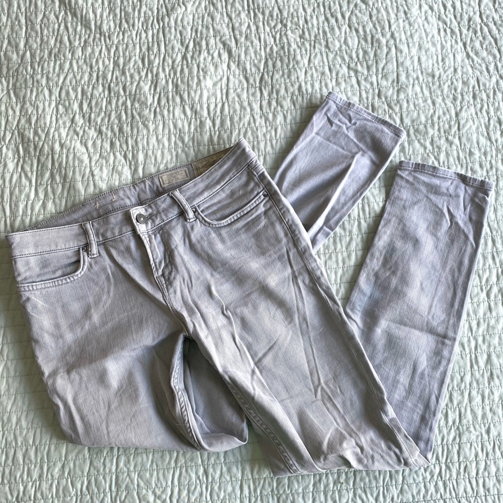 Allsaints grey Ashby skinny jeans denim punk light wash low rise